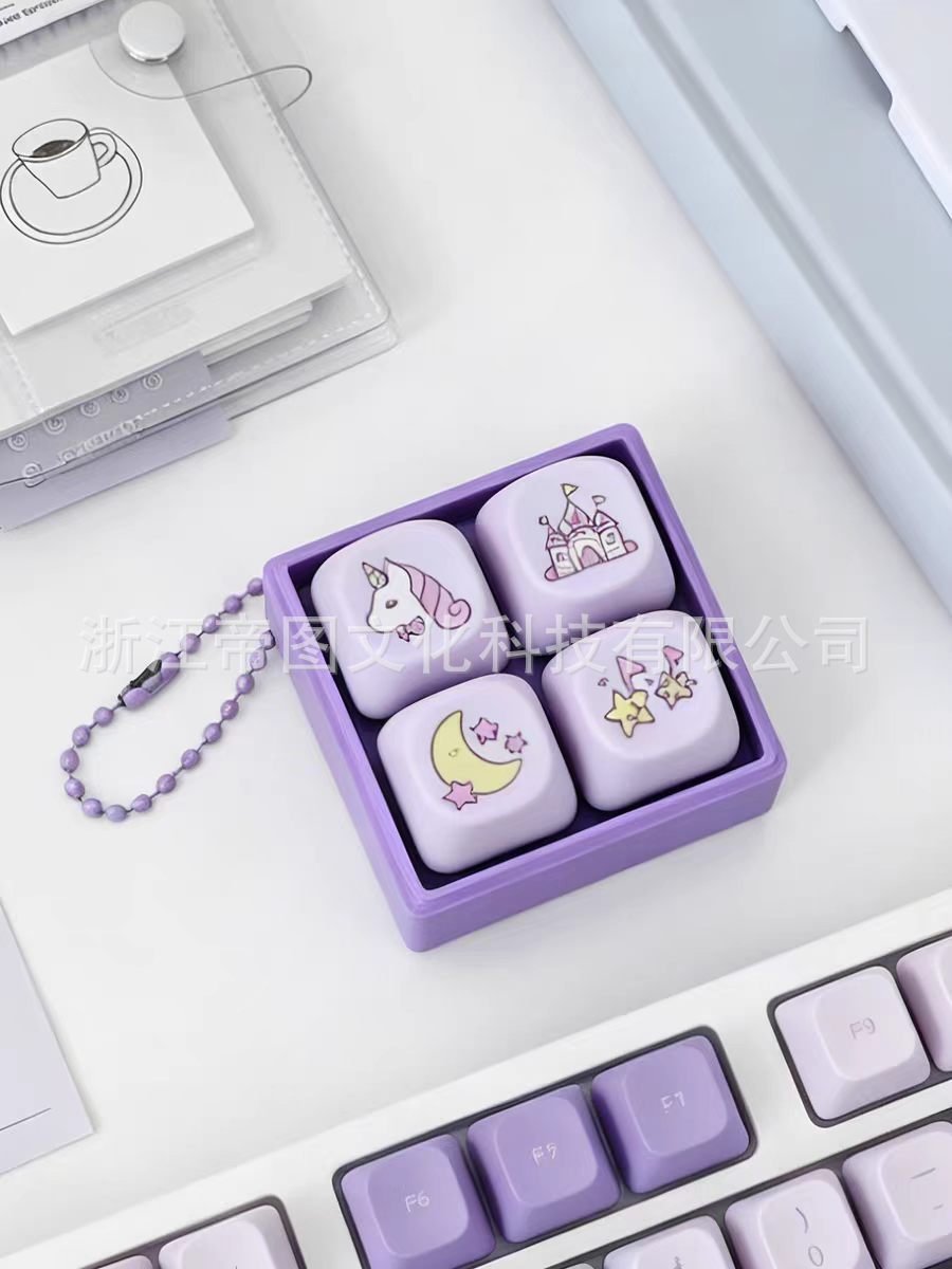 Cat Face Keychain Purple